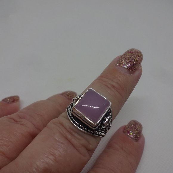 Whimsical "PINK QUARTZ" POISON BOX Handmade Sterling Ring Size 8.5 #254A - Picture 1 of 4